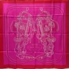 Hermès Brides de Gala double face silk scarf 90, reverse side in fuchsia with rouge border