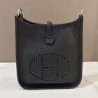 Hermès Evelyne Mini bag in Black Epsom leather with Palladium hardware, preloved