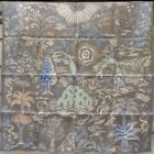 Hermès Isola di Primavera double face silk scarf 90 in gris clair and bleu paradis, laid flat