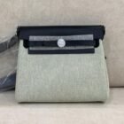 Hermès Mini Herbag in black, vert and ecru toile with palladium hardware, front