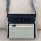 Hermès Mini Herbag in black, vert and ecru toile, back zip pocket and shoulder strap