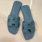 Hermès Oran sandals in Bleu Mineral Epsom leather, size 36.5, from above